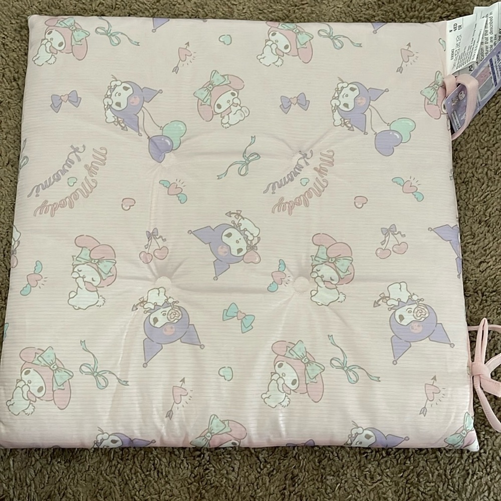 Sanrio Kuromi My Melody Quilted Seat Cushion with Bows